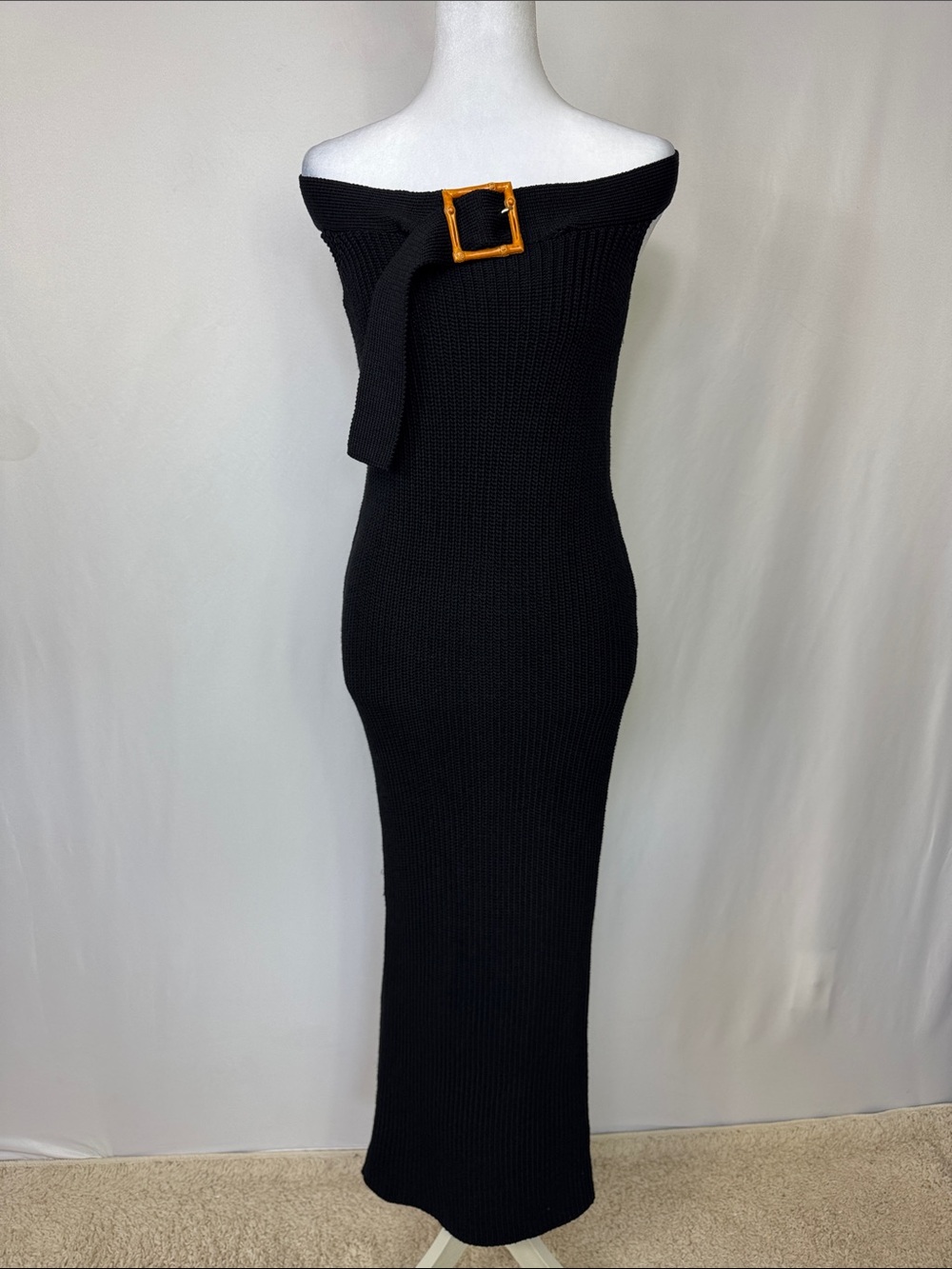 JLuxlabel Knit Midi Dress Size Medium Black